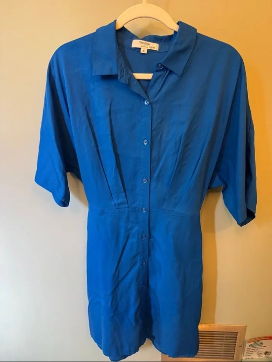 Thakoon Cobalt Blue Button-Front Shirt Dress - Picture 1 of 4